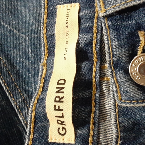 GRLFRND The Cassidy Mid Rise Straight Leg Blue Jeans Raw Size Women's 24 Casual - Picture 5 of 7